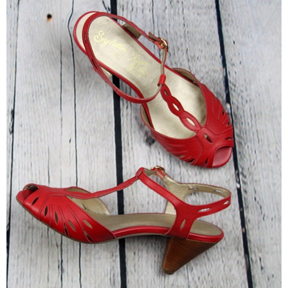 Seychelles Shoes - Seychelles Red T Strap Peep Toe Heels 10